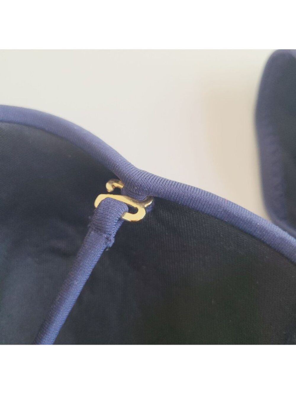 Yandy Navy Blue Bandeau Underwire Bikini Top Lace-Up Back Halter Tie Grommets - Picture 6 of 13